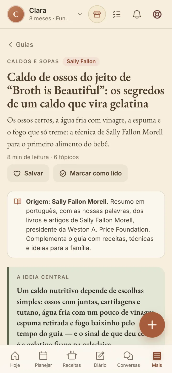 Um guia aberto: caldo de ossos, de Sally Fallon Morell