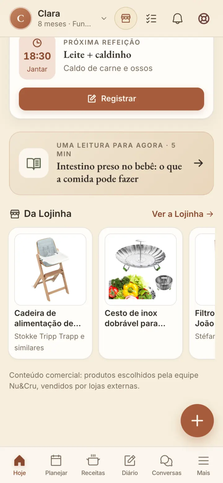 Tela Hoje: próxima refeição, uma leitura para o momento e produtos da Lojinha