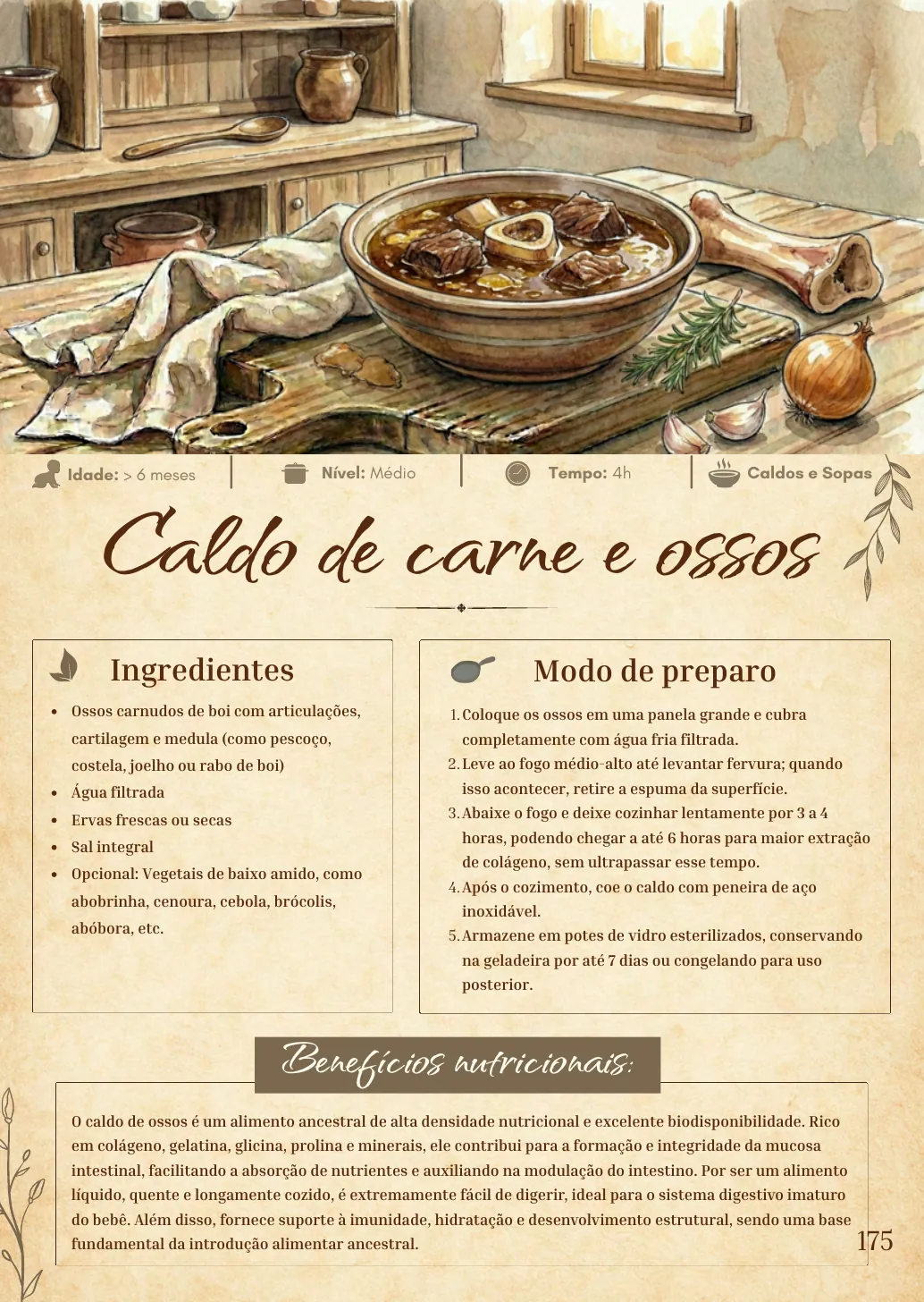 Página de receita: caldo de carne e ossos