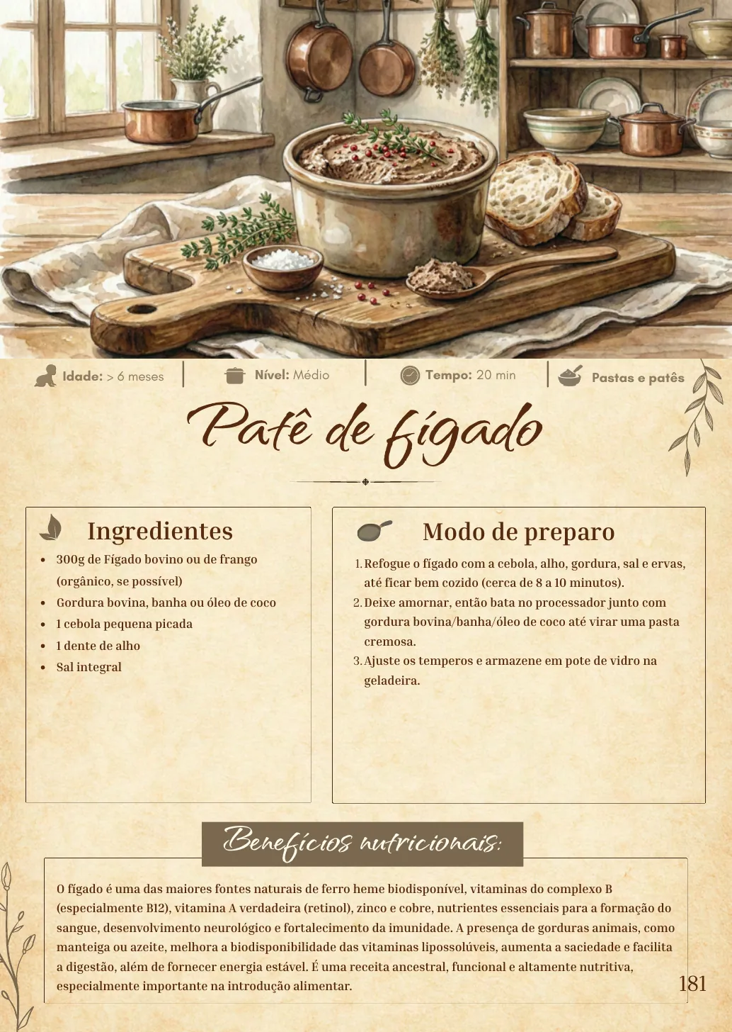 Página de receita: patê de fígado