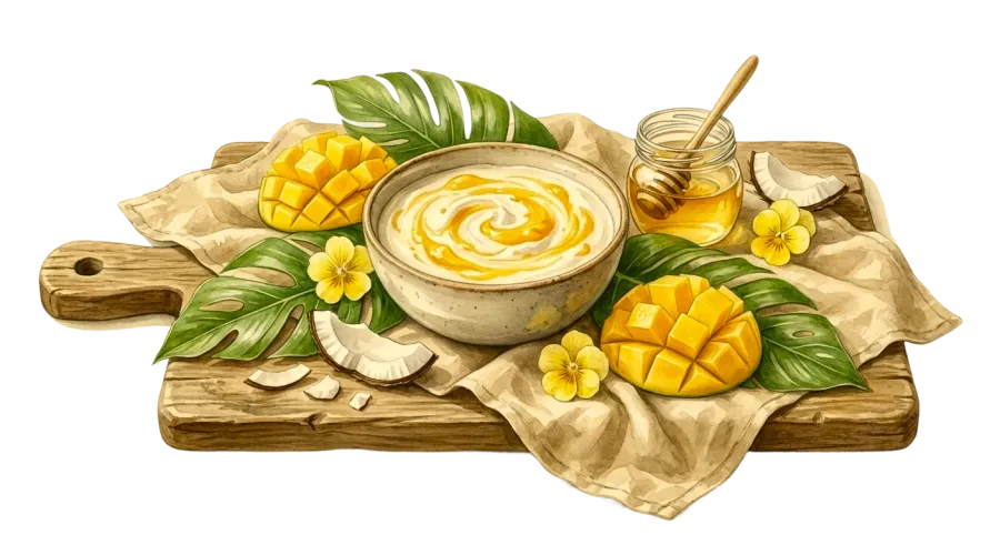 Ilustração: Creme de coco com manga