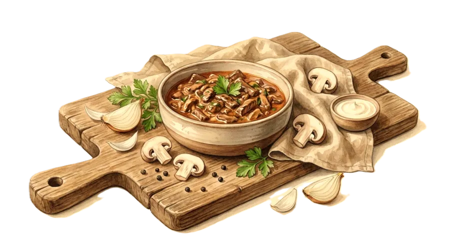 Ilustração: Strogonoff de carne