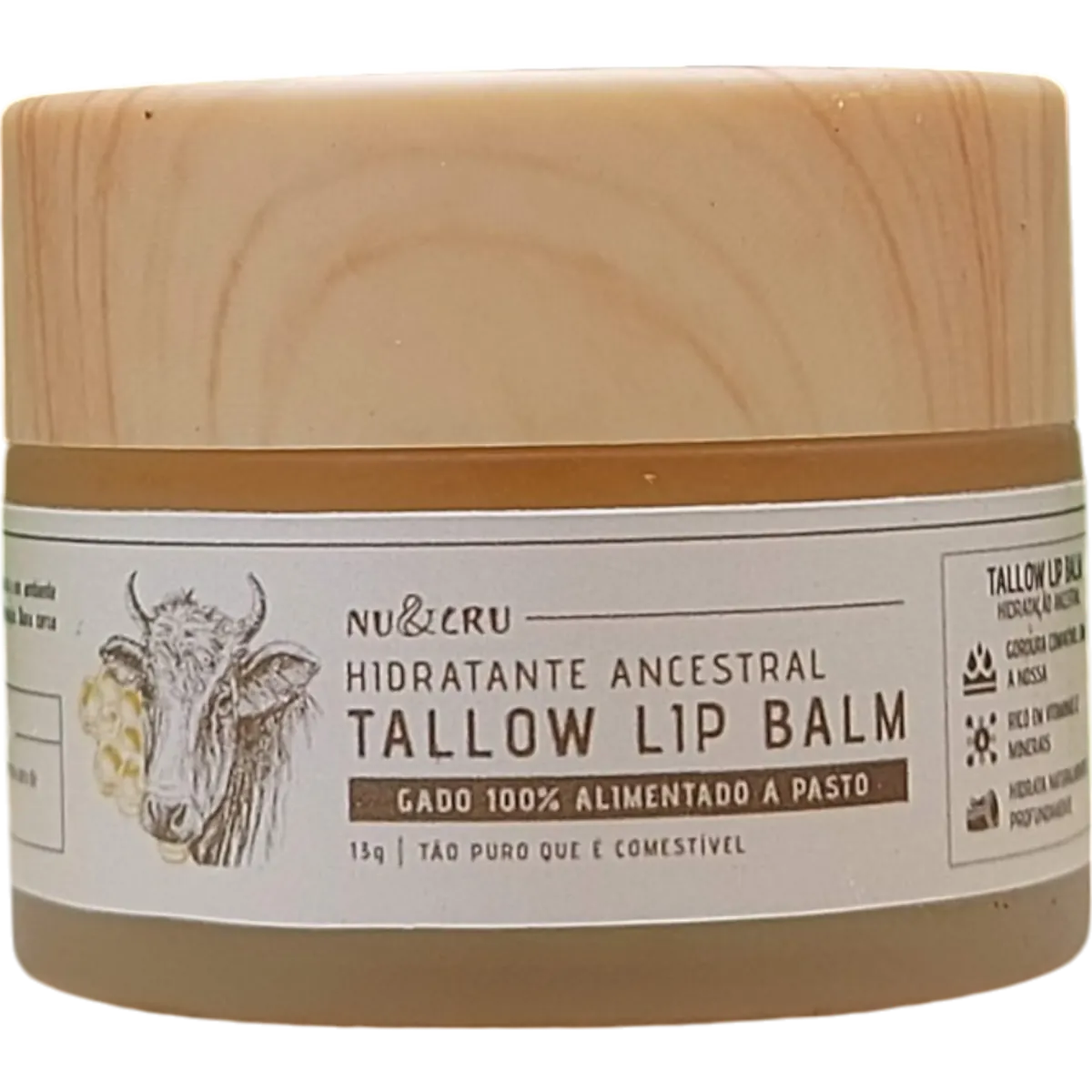 Pote de Tallow Lip Balm Nu&Cru, hidratante labial